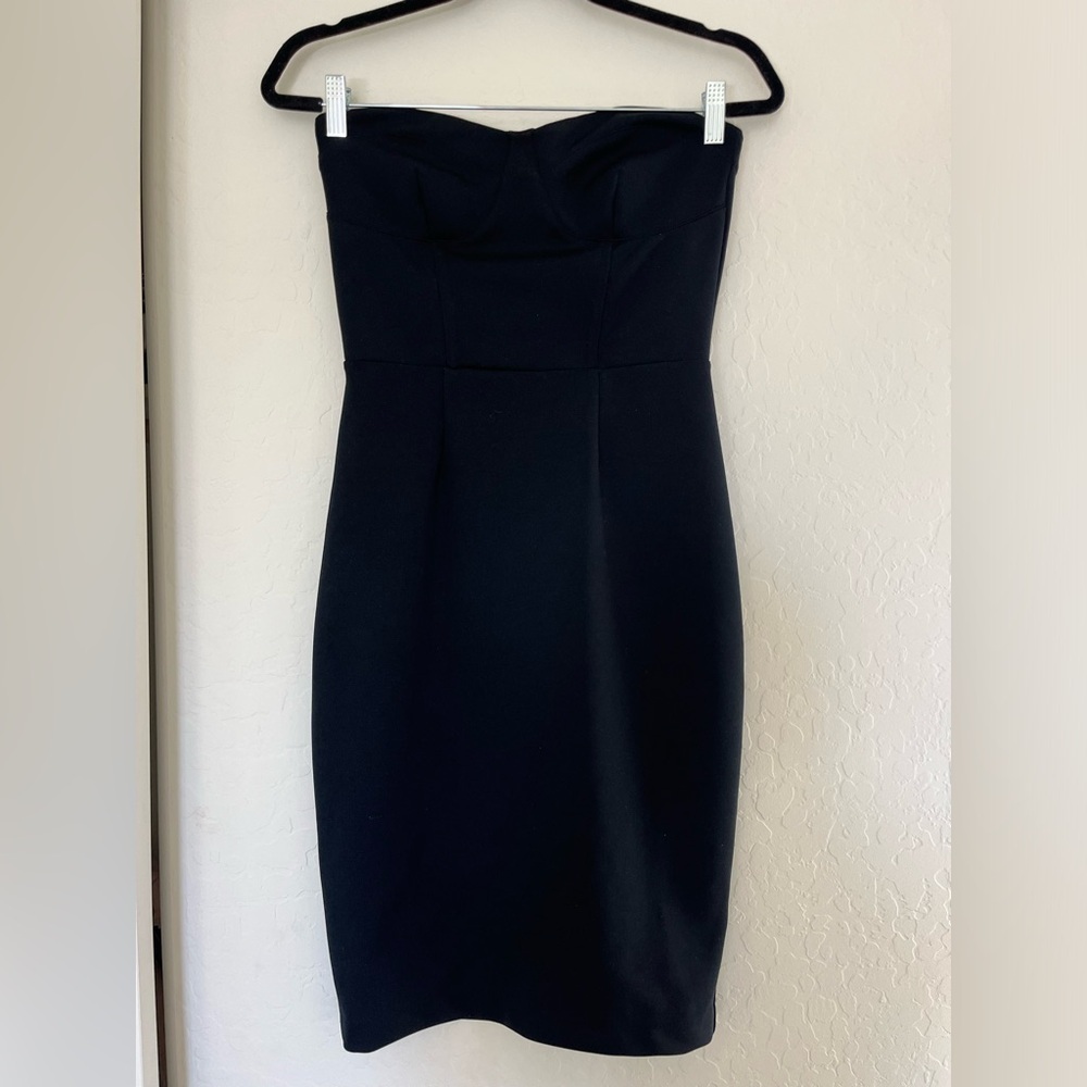 Tildon Women’s Black Cocktail Pencil Midi Dress Boning Bustier Party Strapless 6